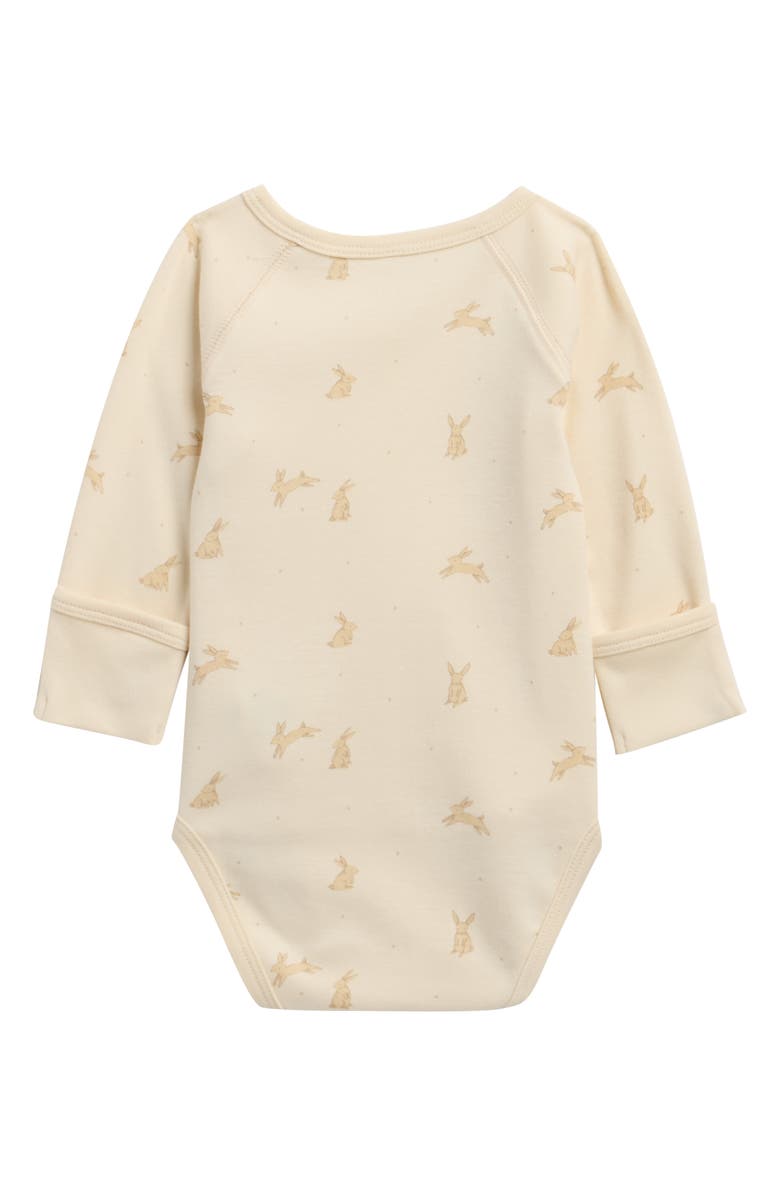 QUINCY MAE Bunny Print Long Sleeve Bodysuit, Alternate, color, Natural