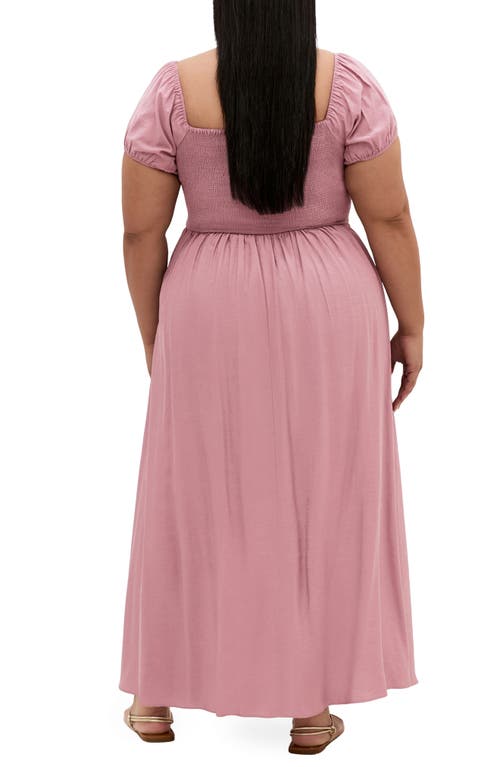 City Chic Abbigail Puff Sleeve Maxi Dress In Pink