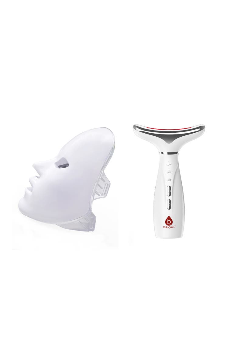 7-in-1 Facial Therapy Device & LED Therapy Mask Set, Main, color, White