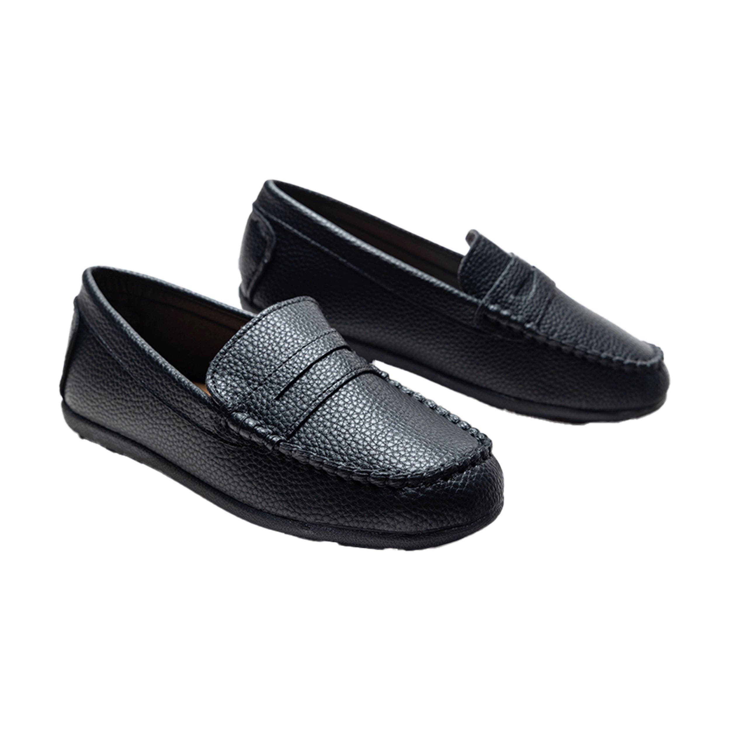 Leather Penny Loafers, Main, color, Black