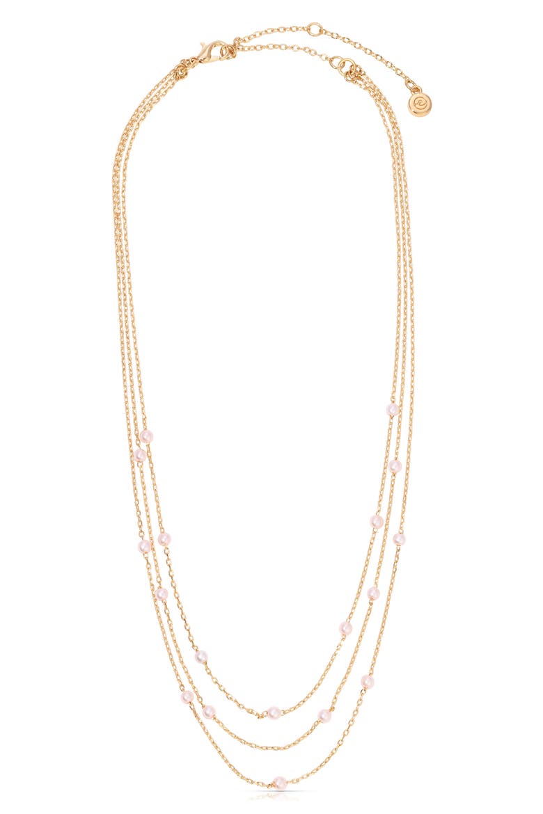 Perfect Pink Layered Imitaiton Pearl Station Necklace, Alternate, color, PINK