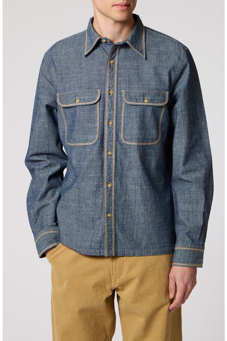 Contrast Stitch Cotton Shirt, Main, color, RINSE WASH