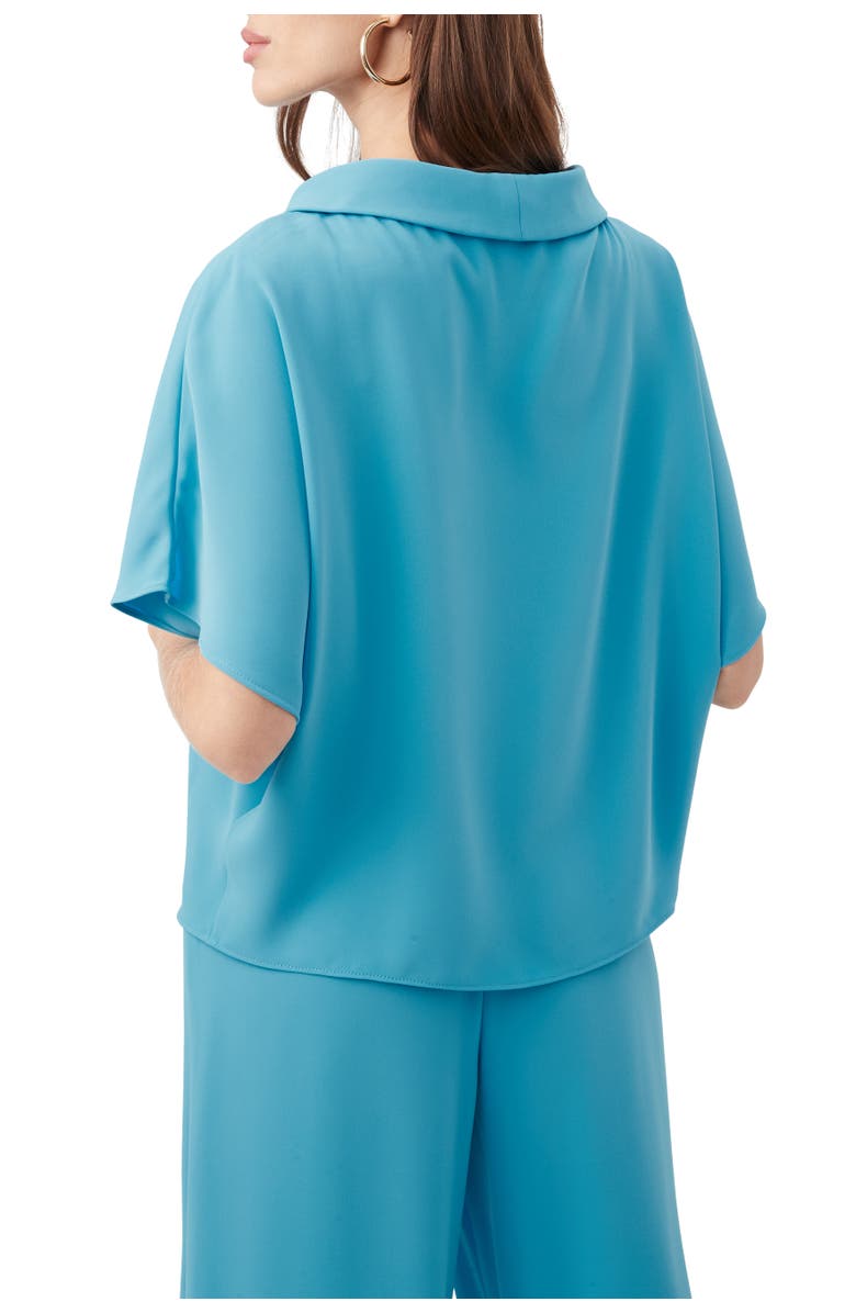 Trina Turk Honeysuckle Short Sleeve Drapey Top, Alternate, color, Champion Cyan