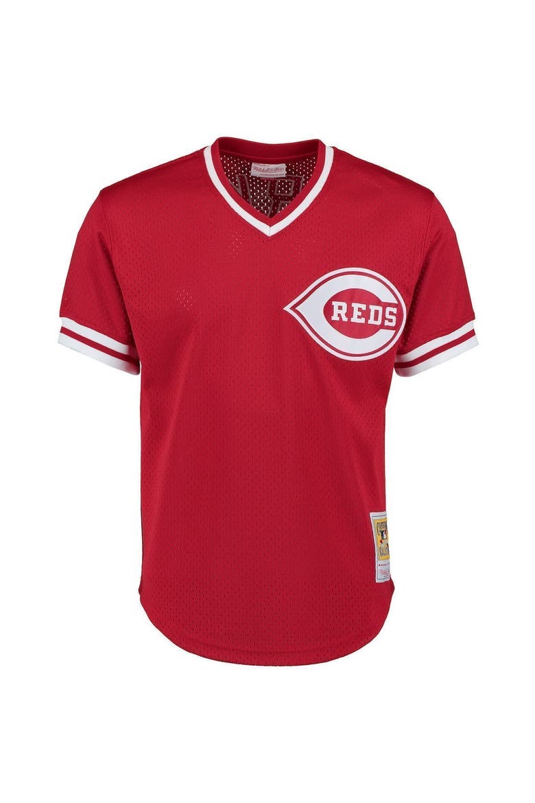 Men's Mitchell & Ness Barry Larkin Red Cincinnati Throwback Reds Cooperstown Mesh Batting Practice Jersey, Alternate, color, Scarlet