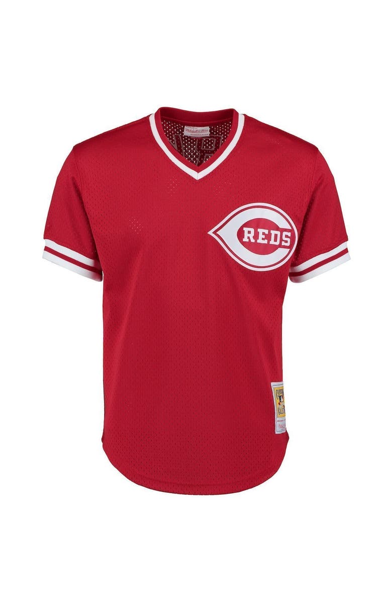 Mitchell & Ness Men's Mitchell & Ness Barry Larkin Red Cincinnati Throwback Reds Cooperstown Mesh Batting Practice Jersey, Alternate, color, Scarlet