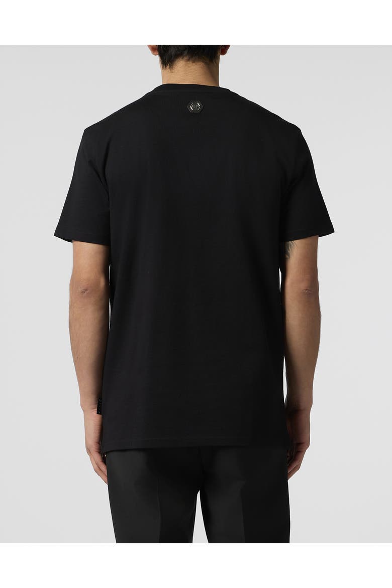 Round Neck T-Shirt Chrome Skull Stones Men, Alternate, color, black