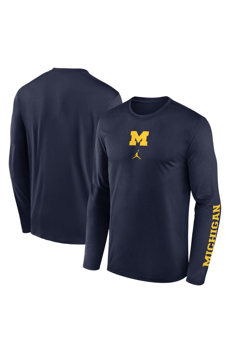 Jordan Brand Men's Jordan Brand  Navy Michigan Wolverines Primetime Center Lockup Two-Hit Legend Long Sleeve T-Shirt, Main, color, Navy