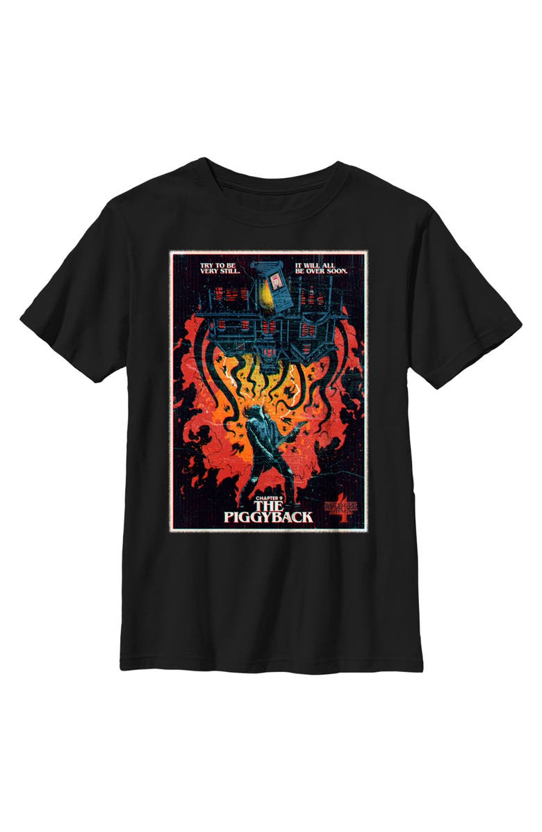 Stranger Things Boy's Stranger Things Retro Piggyback Poster Graphic T-Shirt, Main, color, Black