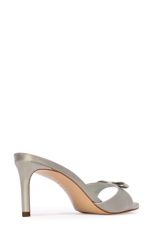 Black Suede Studio Satin Bow Stiletto Mule Sandals In Mint Satin