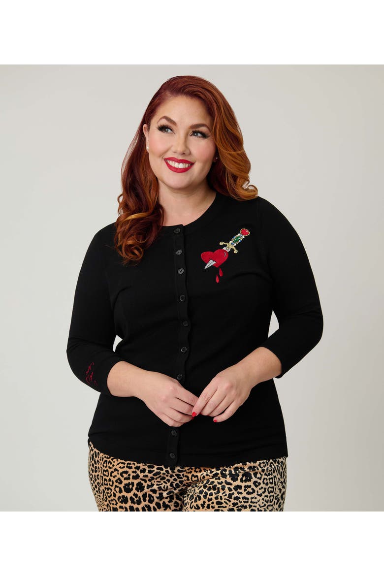 Plus Size Bookworm Cardigan, Main, color, Black W/ Dagger