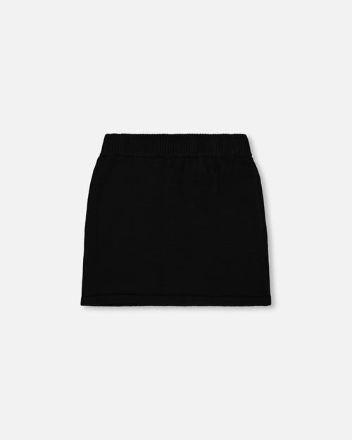 Deux Par Deux Knitted Skirt With Bear Intarsia In Black