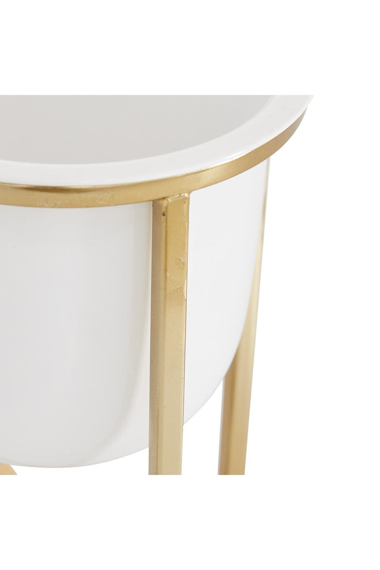 White Metal Contemporary Planter with Removable Stand - Set of 2, Alternate, color, WHITE