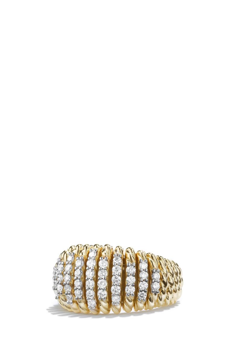 David Yurman 'Tempo' Ring with Diamonds in 18K Gold, Main, color,