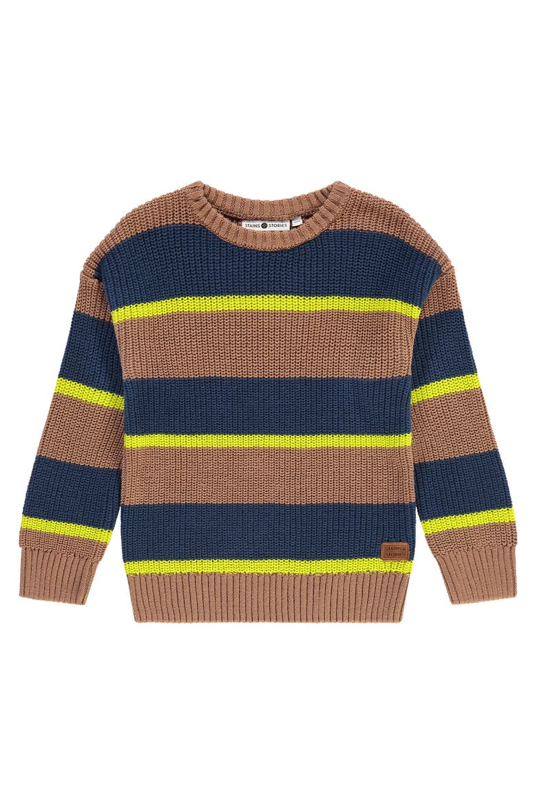Multi-Stripe Knit Sweater, Main, color, Caramel