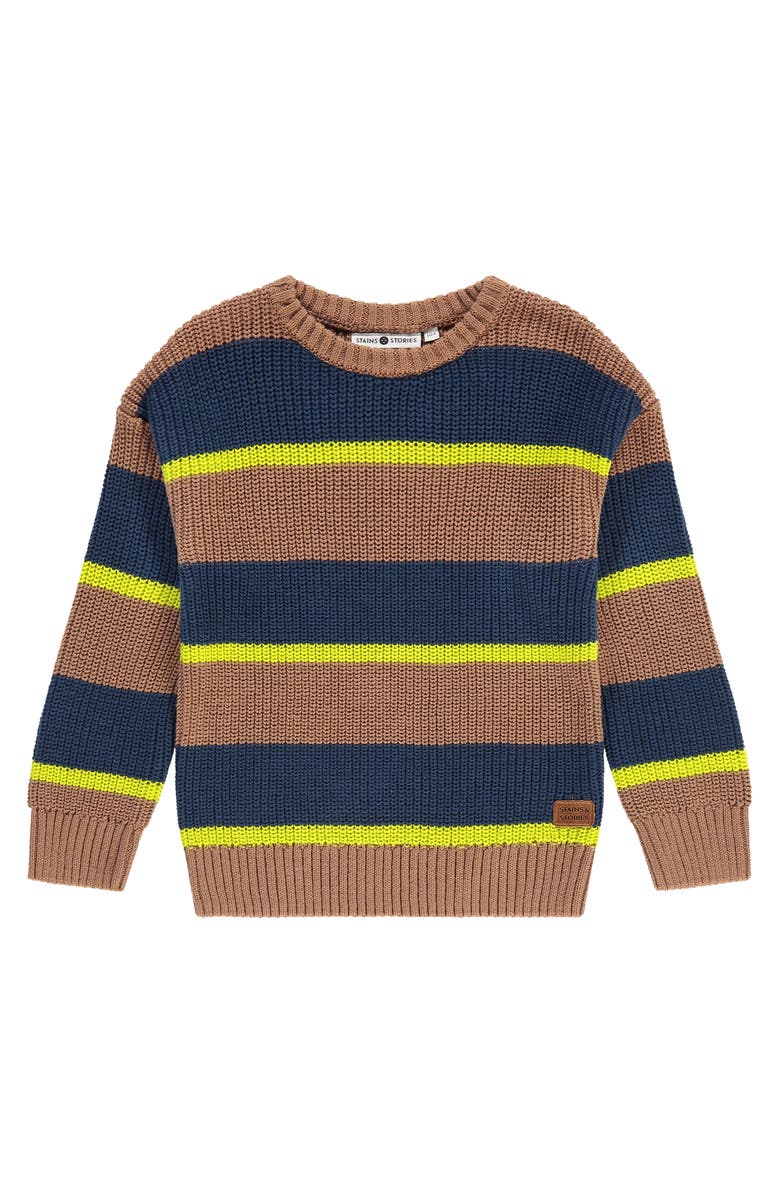 Stains and Stories by Babyface Multi-Stripe Knit Sweater, Main, color, Caramel