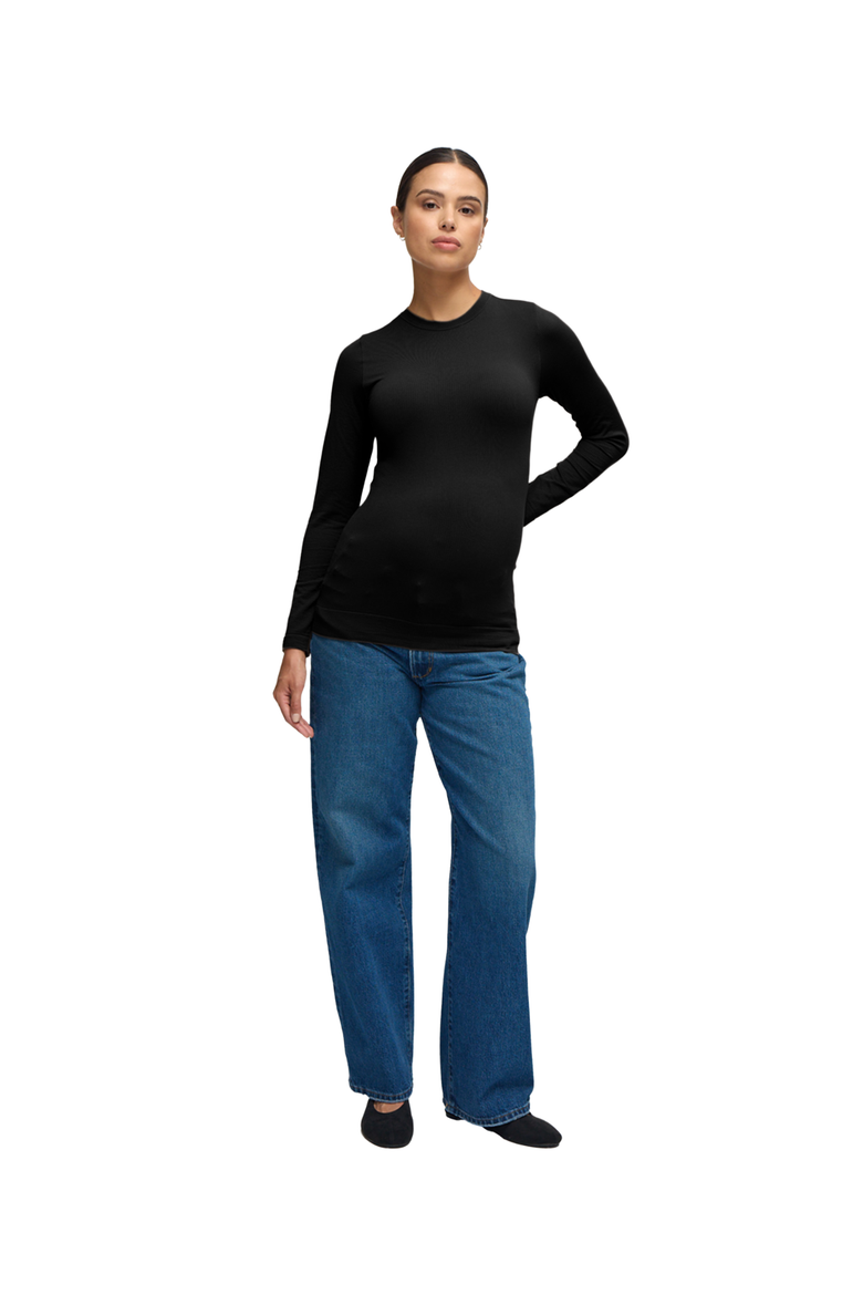 Seamless Maternity Rib Long Sleeve Crew Tee 2 Pack Bundle, Alternate, color, Black/Taupe