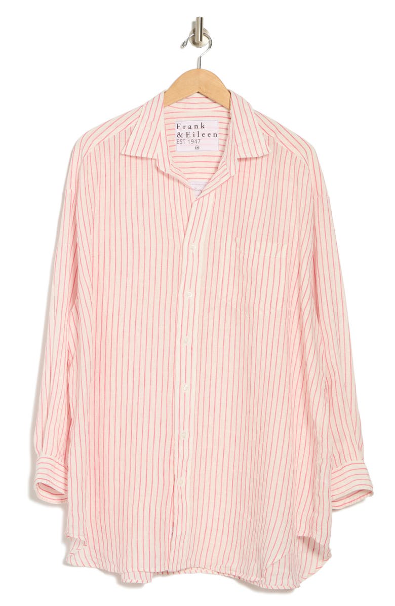 Frank & Eileen Mackenzie Stripe Oversize Button-Up Shirt, Alternate, color, Pink Stripe