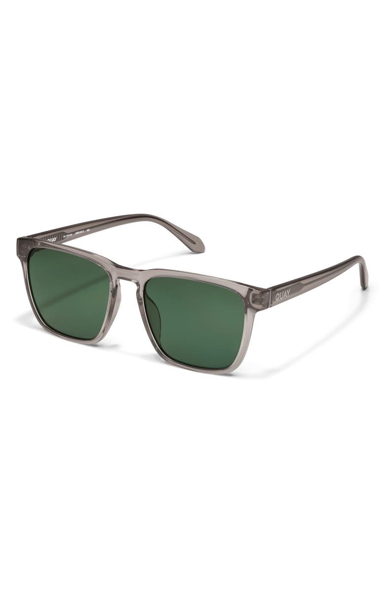QUAY Unplugged 56mm Polarized Square Sunglasses, Alternate, color, Crystal Grey/ Green Polarized