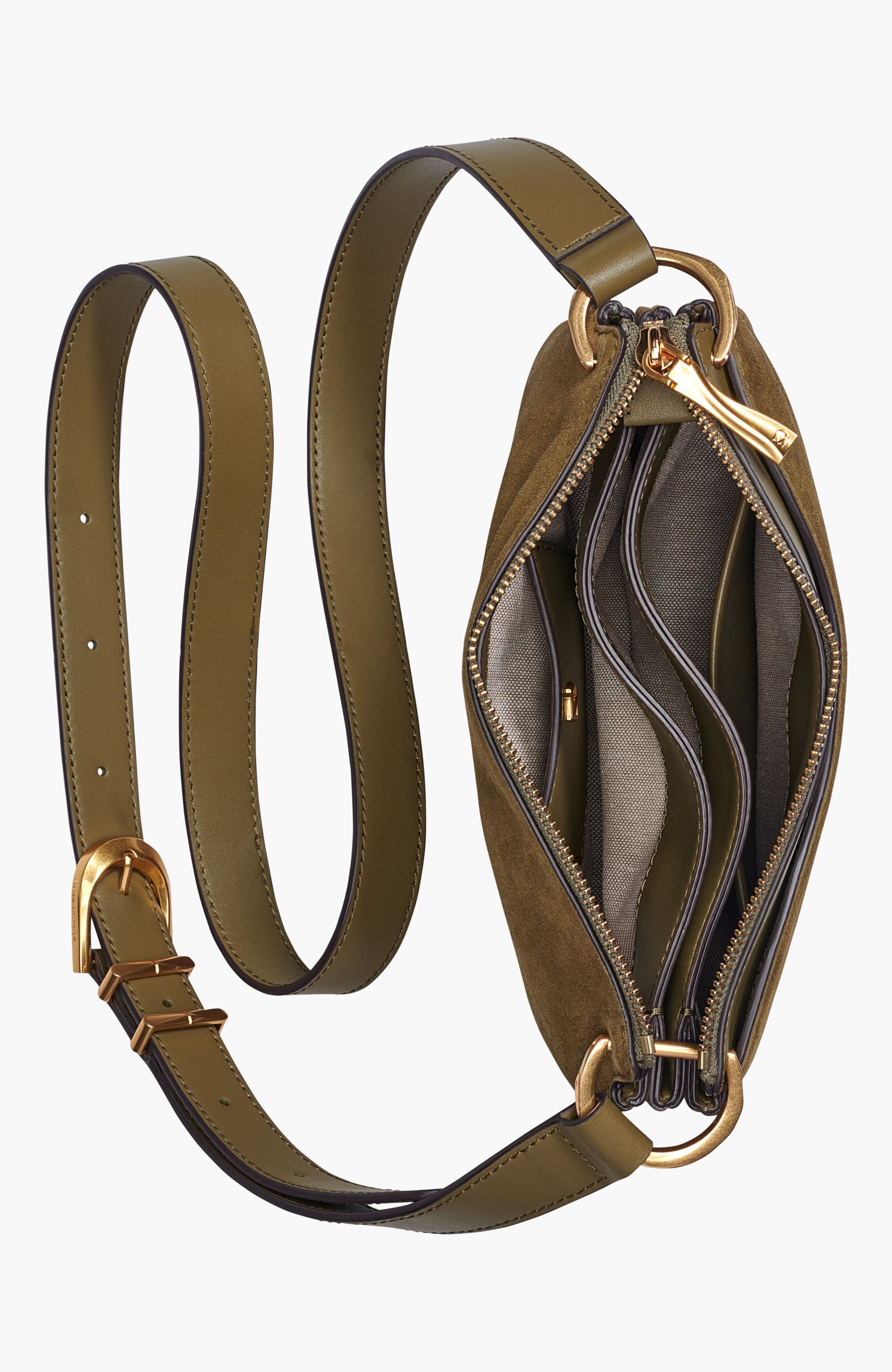 Donna Karan New York Glenwood Suede Crossbody, Alternate, color, Smoky Olive