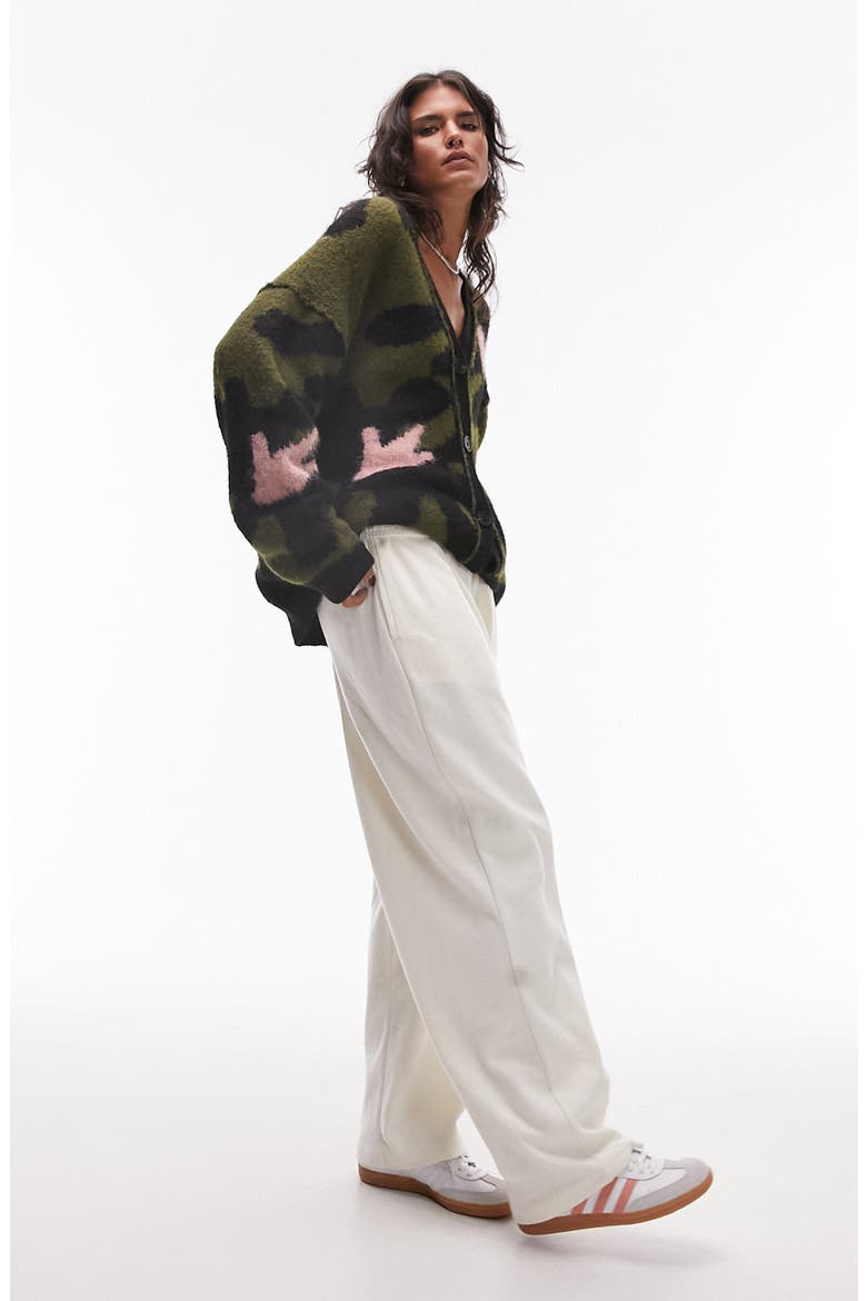 Large Flower Cardigan, Alternate, color, KHAKI