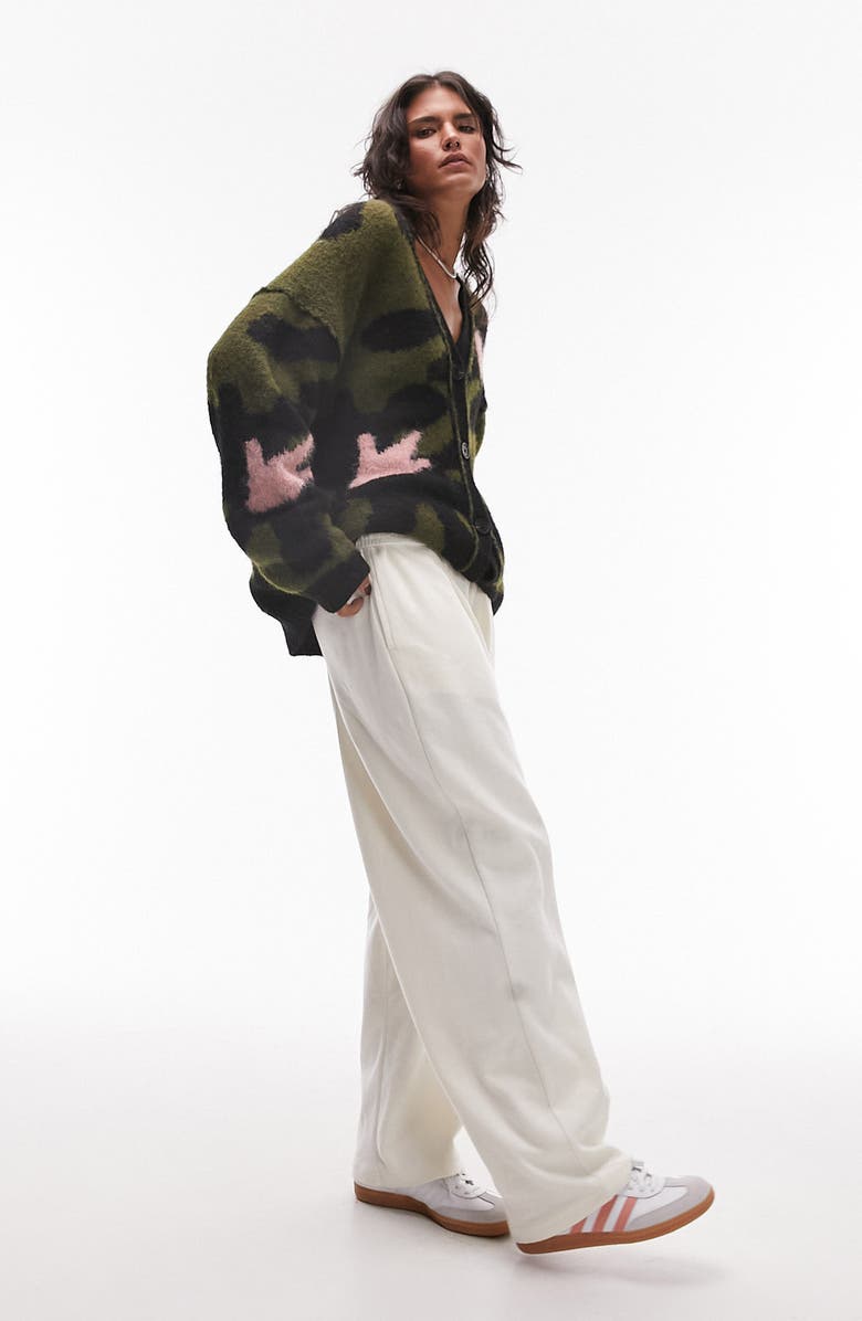 Topshop Large Flower Cardigan, Alternate, color, 