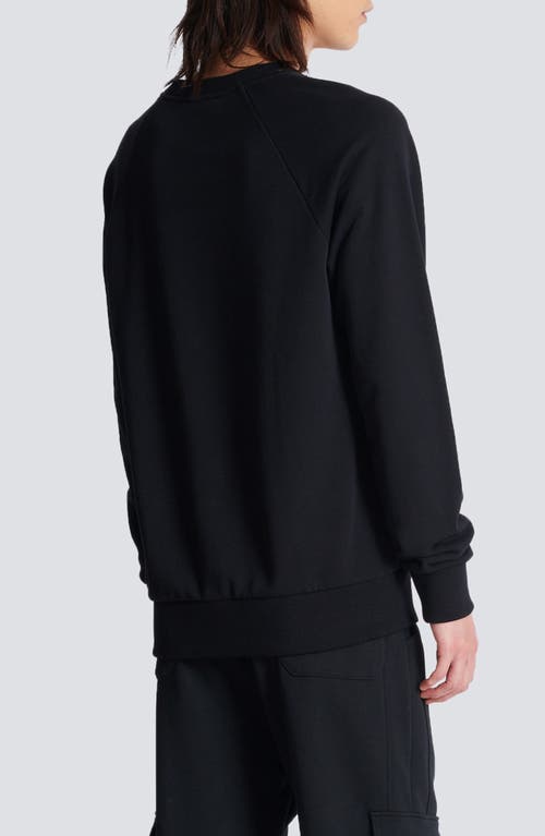 Balmain Logo Printed Cotton Sweatshirt In Eab Black/white
