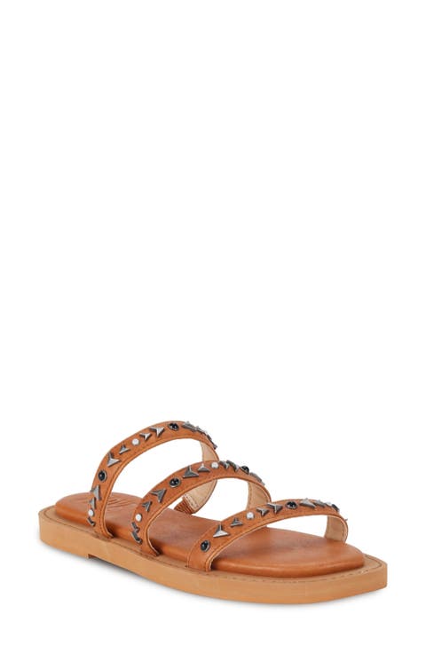 Faye Studded Strappy Slide Sandal (Women)