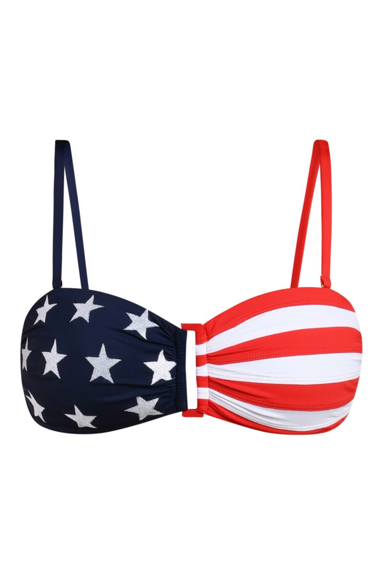 Americana Bandeau Bikini Top, Alternate, color, BLUE MULTI