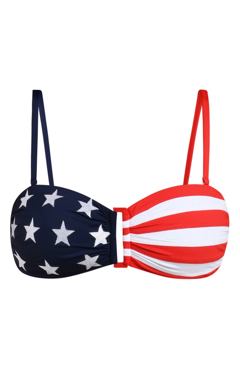 La Blanca Americana Bandeau Bikini Top, Alternate, color, Blue Multi