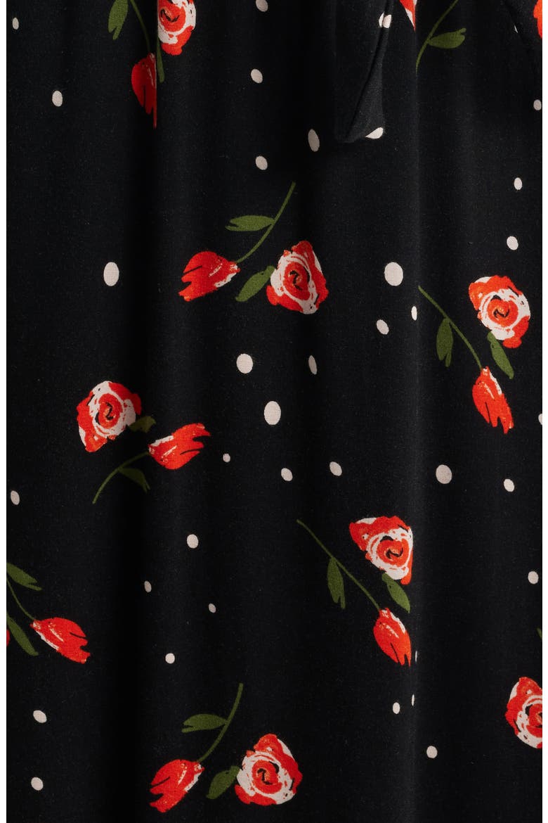 Floral Print Apron Maxi Dress, Alternate, color, BLACK/ RED