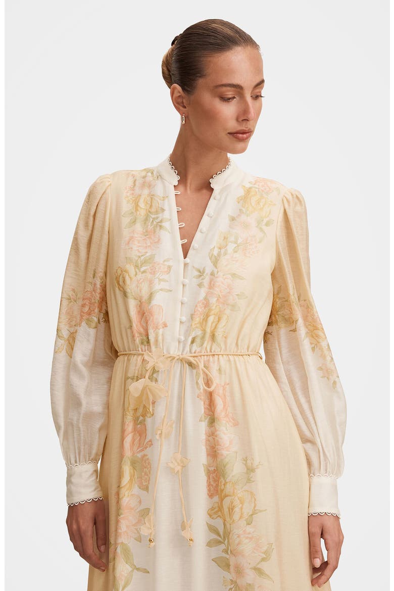 Courtney Placed Floral Long Sleeve Dress, Alternate, color, PEACH MERCIA FLORAL