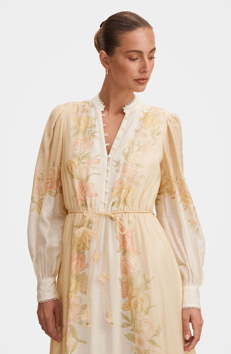 Ever New Courtney Placed Floral Long Sleeve Dress, Alternate, color, Peach Mercia Floral