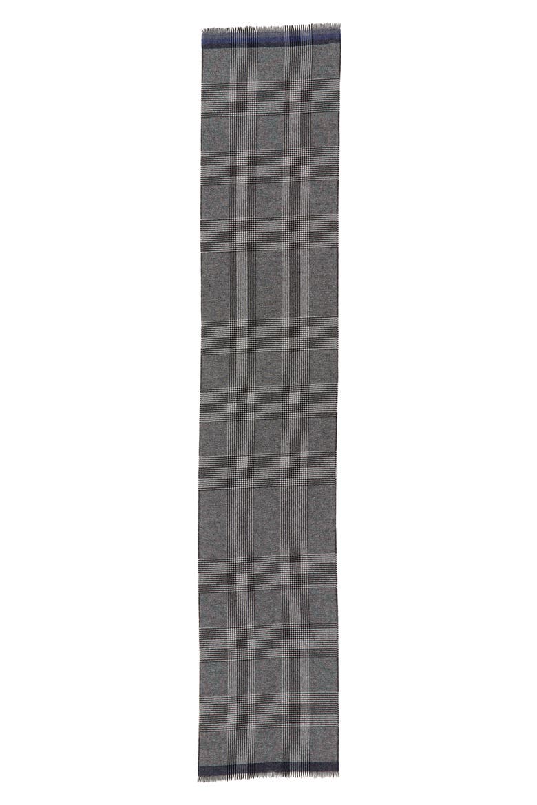 Glen Plaid Cashmere Scarf, Alternate, color, BLACK