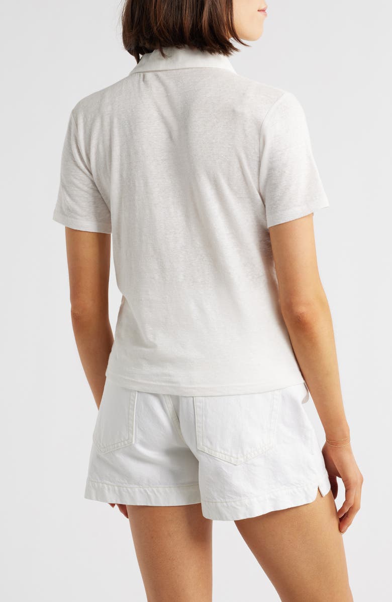 FRAME The Caddy Stretch Linen Polo, Alternate, color, Cream