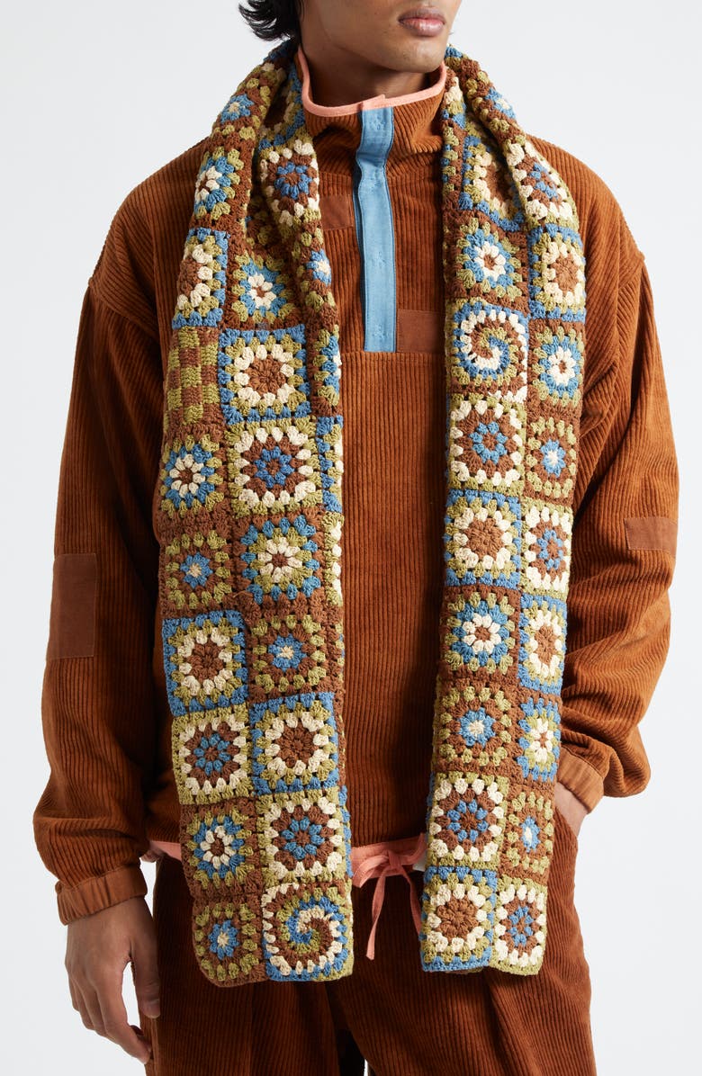 Story mfg. Piece Organic Cotton Crochet Scarf, Main, color,