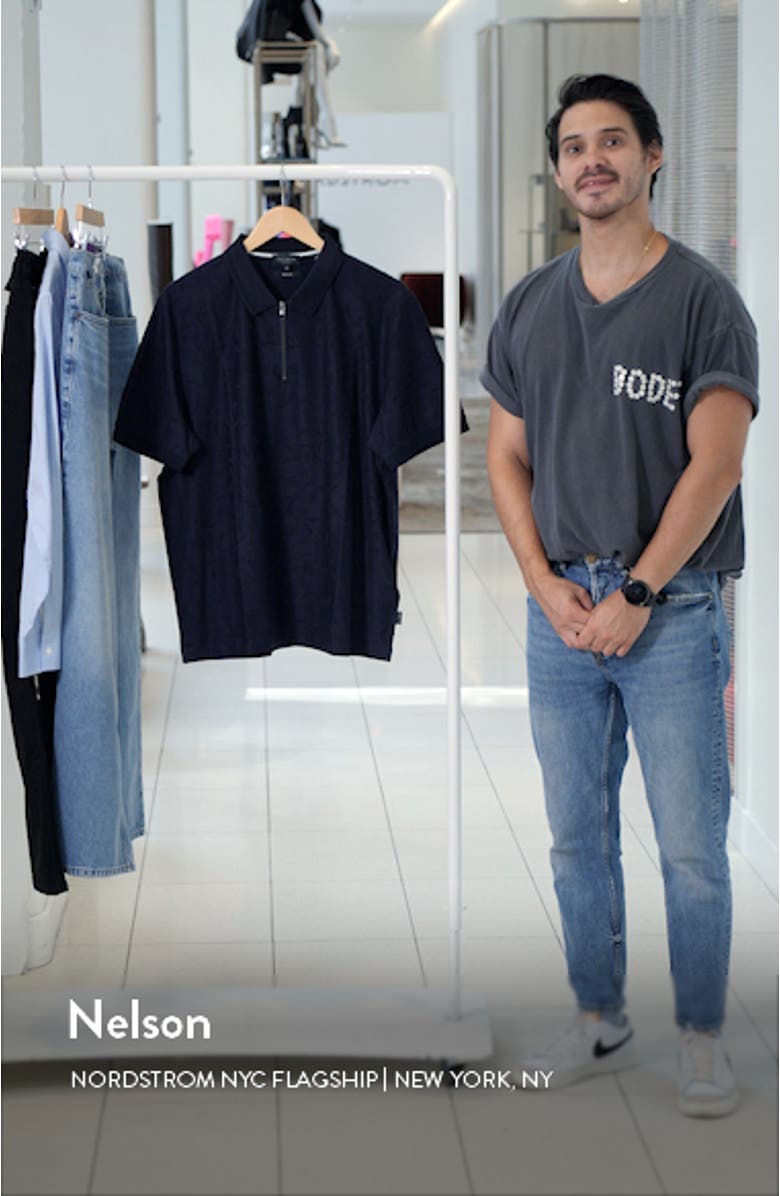 Floral Jacquard Zip Polo, sales video thumbnail