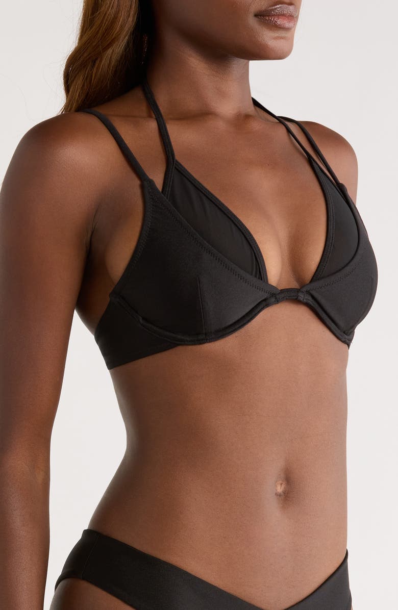 Kulani Kinis Layered Mesh Underwire Bikini Top, Alternate, color, Twilight Black