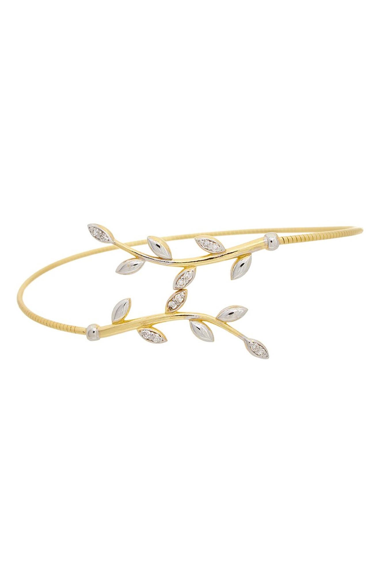 Diamond Leaf Mesh Cuff Bracelet