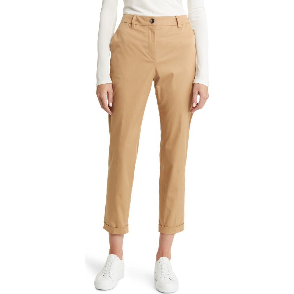 Hugo Boss Tachinoa Stretch Cotton Ankle Pants In Iconic Camel