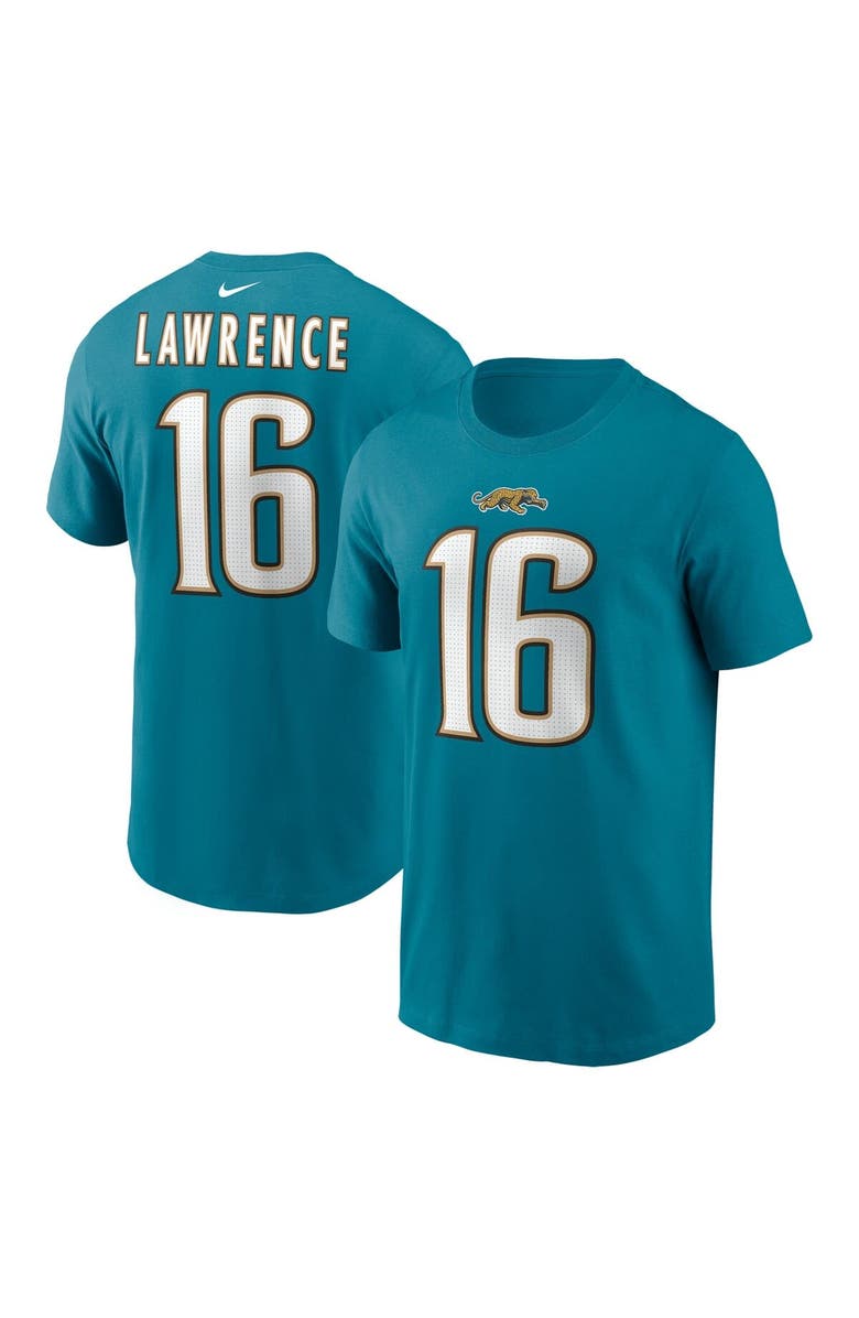 Nike Men's Nike Trevor Lawrence Teal Jacksonville Jaguars Throwback Name & Number T-Shirt, Main, color, Teal