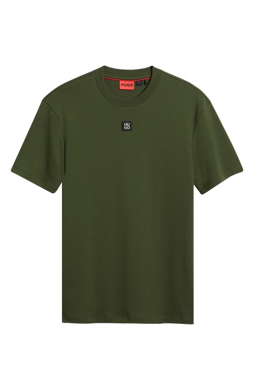 Hugo Boss Hugo Dalile Logo Badge Cotton T-shirt In Green