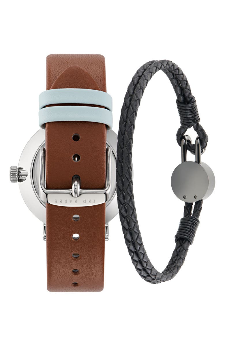 Ted Baker Phylipa Chronograph Leather Strap Watch & Bracelet Set, 41mm, Alternate, color, Black/ Stainless Steel