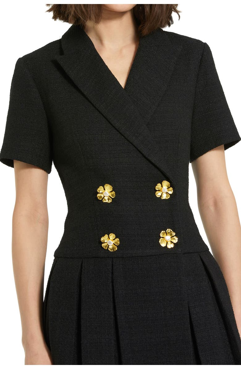 Mac Duggal Tweed Short Sleeve Blazer Mini Dress, Alternate, color, Black