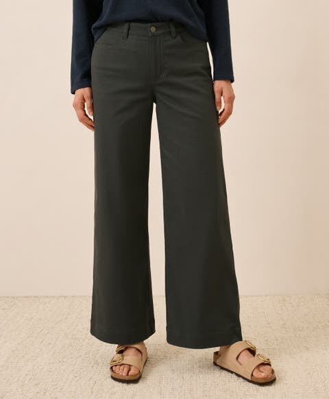Organic Cotton Stretch Twill Wide Leg Pant
