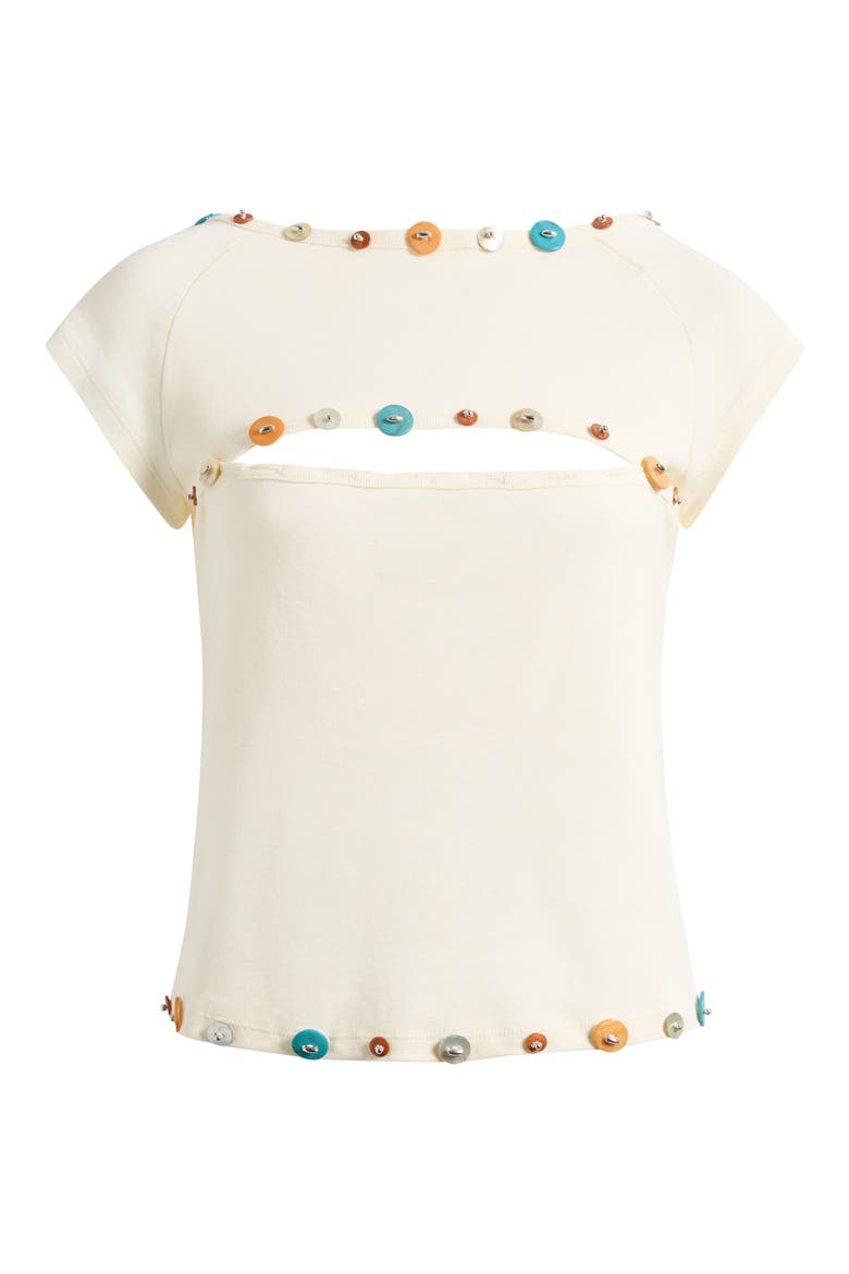 Button Trim Top, Main, color, CREAM