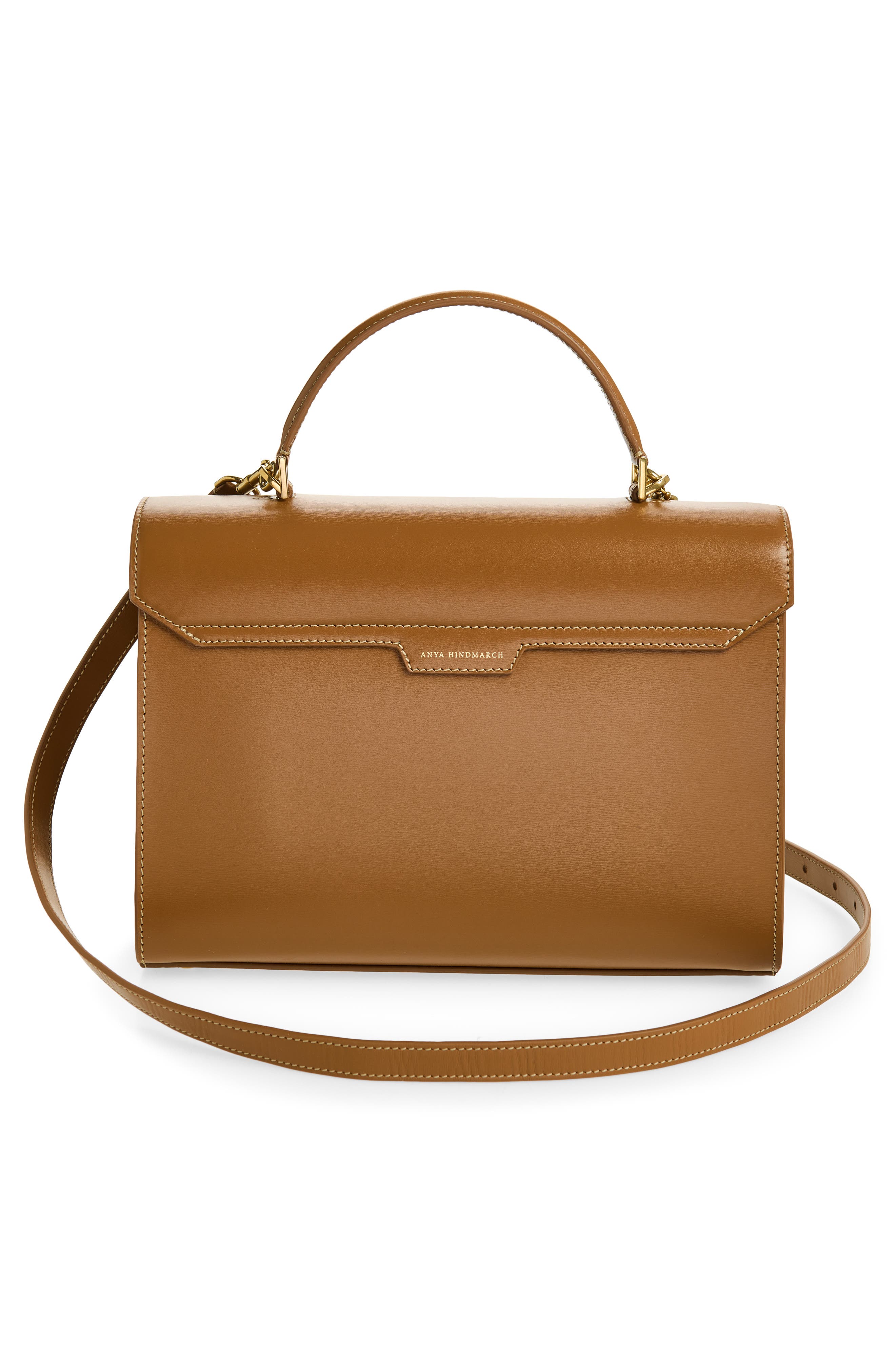 Anya Hindmarch Mortimer Leather Top Handle Bag, Alternate, color, Pecan