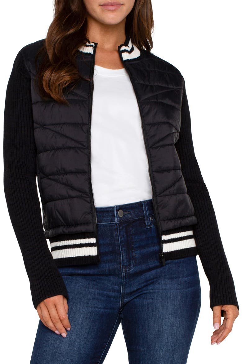 Quilted Front Jacket, Alternate, color, BLACK