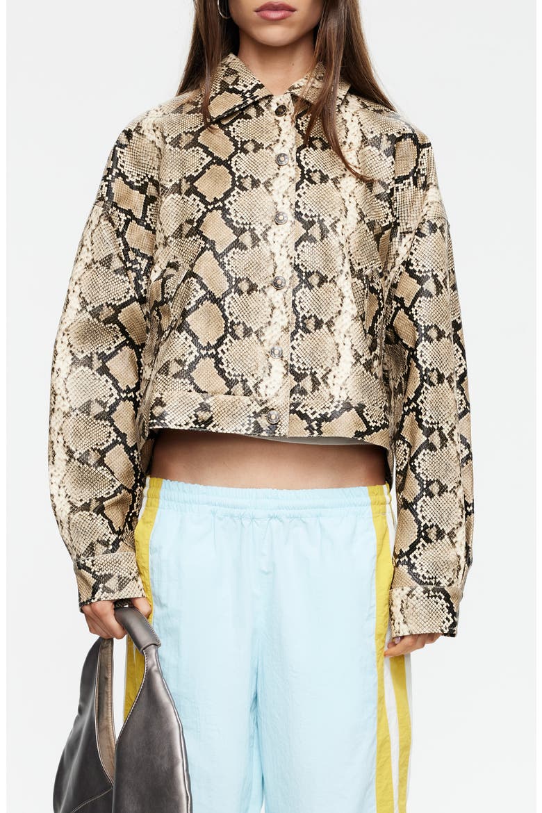 Angel Faux Snakeskin Jacket, Main, color, CAMEL