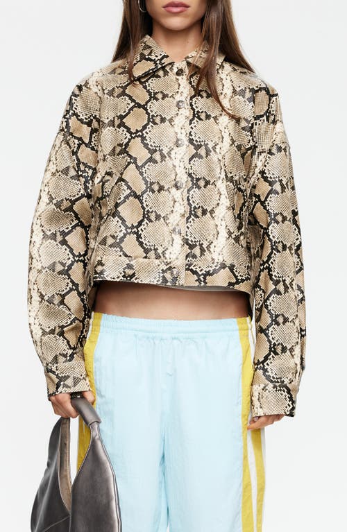 LIONESS Angel Faux Snakeskin Jacket in Camel at Nordstrom, Size Large