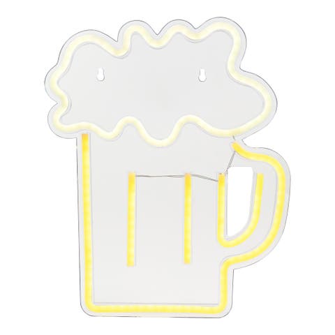 LED Beer Mug Neon Lighted Wall Art - 13"
